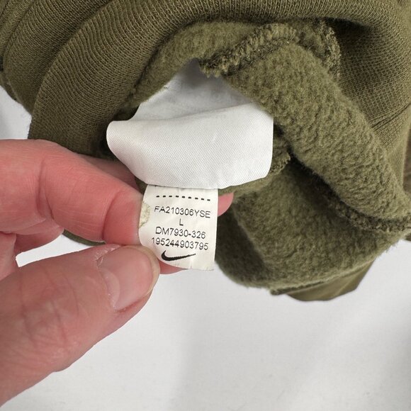 Nike Club Fleece Hoodie Pullover Sweatshirt Mens Large Green Cotton Blend - Picture 10 of 10